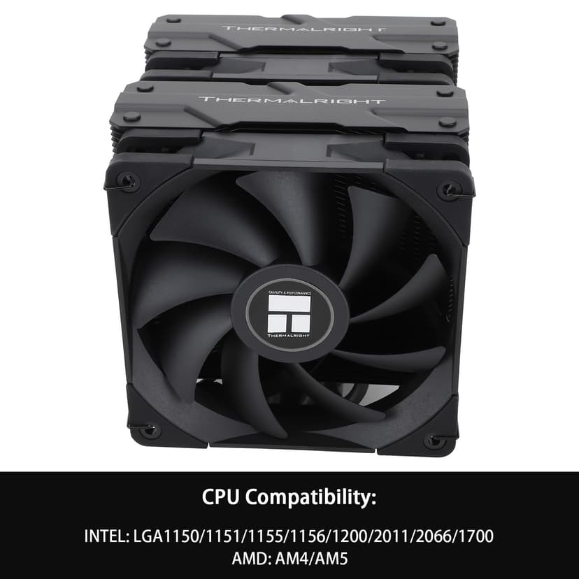 Thermalright Peerless Assassin 120 Black CPU Air Cooler, 6 Heat Pipes,TL-C12B PWM Fan, Aluminium Heatsink Cover, AGHP Technology, for AMD AM4/AM5/Intel LGA 1700/115X/1851/1200/2066/2011 PA120 Black