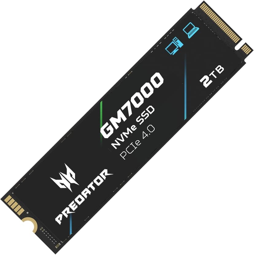 Predator M.2 SSD 2TB GM7000 with DRAM Cache NVMe 1.4 2280 PCIe Gen4×4 Ultra high Speed (Maximum Read: 7400MB/s, max Write: 6700MB/s) 3D NAND TLC Internal SSD Compatible with PS5 Pro - BL.9BWWR.106