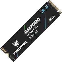Predator M.2 SSD 2TB GM7000 with DRAM Cache NVMe 1.4 2280 PCIe Gen4×4 Ultra high Speed (Maximum Read: 7400MB/s, max Write: 6700MB/s) 3D NAND TLC Internal SSD Compatible with PS5 Pro - BL.9BWWR.106
