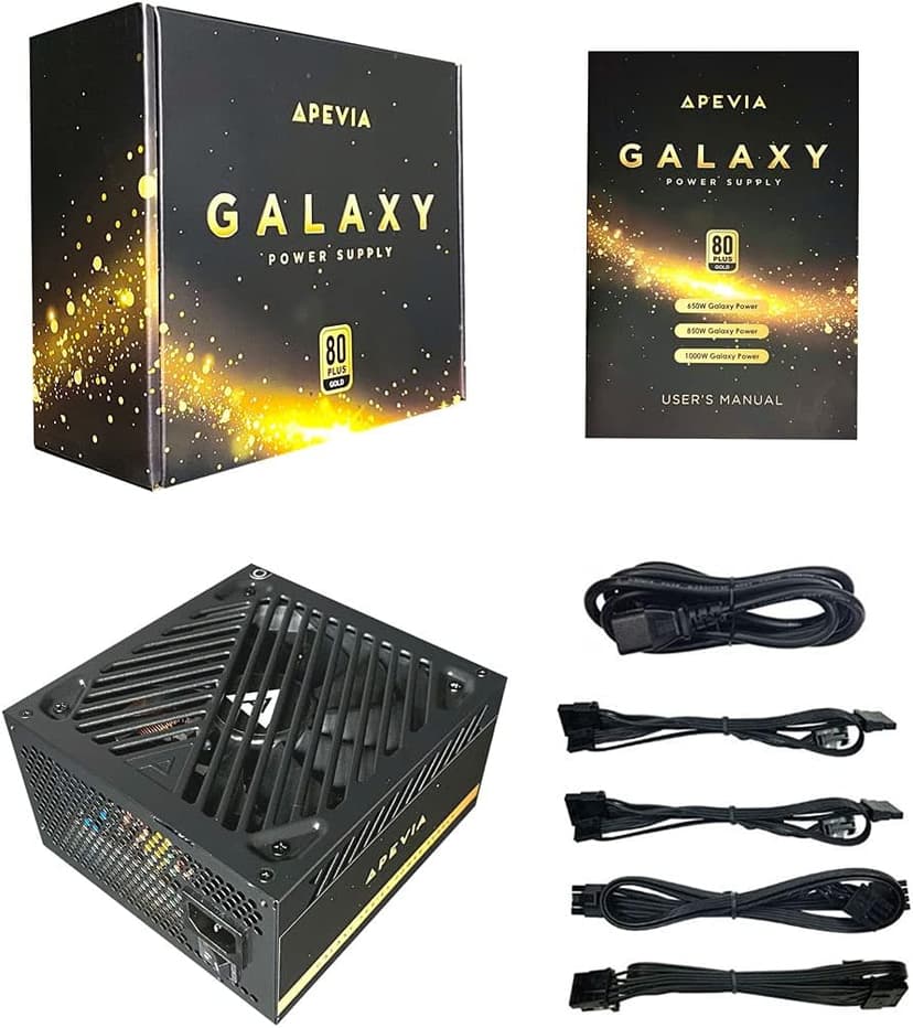 Apevia ATX-GX850W Galaxy 850W (No PCIe 5.0 & Gen 5 12VHPWR Connector) 80+ Gold Certified Active PFC ATX Semi-Modular Gaming Power Supply