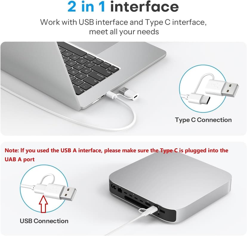 OMOTON Wired Keyboard for Mac with Dual Interface, Comfortable Typing Angle & Stable Connection, Compatible with MacBook, iMac, Mac Mini, PC-White