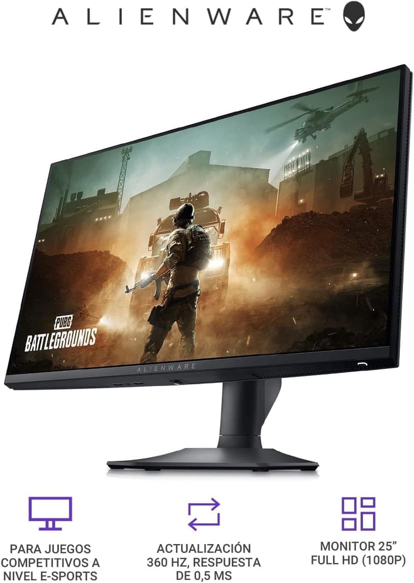 Alienware Gaming Monitor AW2523HF 24.5" IPS LED FHD (1920 x 1080) 360Hz Display, AMD FreeSync VESA Monitor (USB, HDMI), Dark Side of The Moon with Accessories