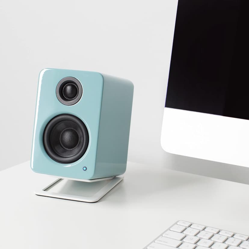 Kanto YU2GT PC Gaming Desktop Speakers | 3" Composite Drivers | 3/4" Silk Dome Tweeter | Class D Amplifier | 100 Watts | Built-in USB DAC | Subwoofer Output | Pair | Gloss Teal
