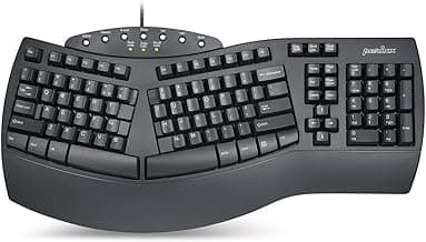 Perixx PERIBOARD-512B Wired Ergonomic USB Keyboard - Bulky 19.1x9.3x2 inches Split Design - Black - NDAA Compliant - US English