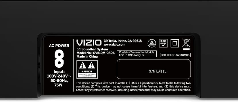 VIZIO 5.1 Soundbar SE, Wireless Subwoofer, Surround Sound w/Dolby Atmos & DTS:X, Bluetooth Speaker, QuickFit™ Compatible – SV510X-08 (New, 2024 Model)