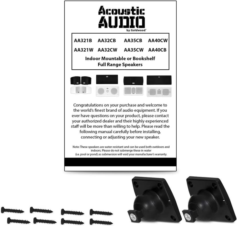 Acoustic Audio AA321B Mountable Indoor Speakers 400 Watts Black Bookshelf Pair