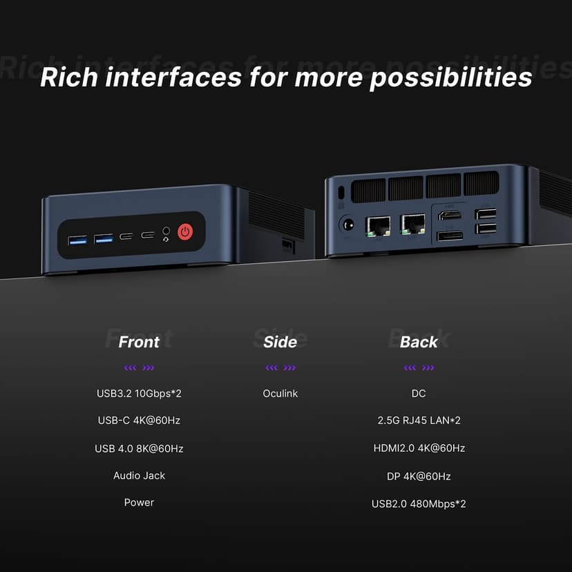 M4 Mini PC Ryzen 7 7840HS, Radeon 780M GPU, 11 Pro Gaming Desktop Computers, 32GB DDR5 RAM, 1TB PCIe 4.0 NVMe 2280 SSD, Wi-Fi6, BT 5.2, Oculink Mini Computers