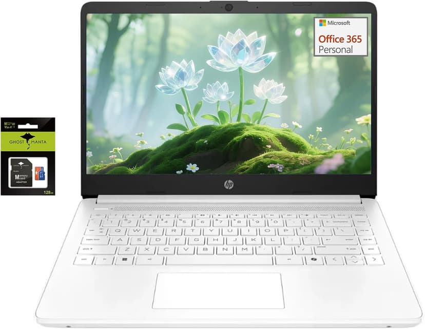 HP 14" Student-Laptop, Intel Celeron N4500(Up to 2.8GHz) 16GB RAM 192GB Storage(64GB eMMC + 128GB Ghost Manta SD Card) Computer Laptops with Office 365 Win11