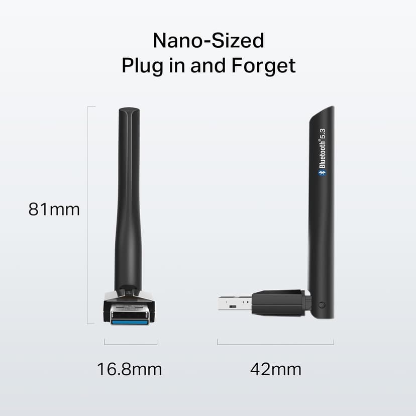 TP-Link USB Bluetooth Adapter for PC, Bluetooth 5.3 Long Range Receiver, Plug and Play, Adjustable Antenna, Supports Windows 11/10/8.1/7 for Desktop, Laptop, PS5/PS4/Xbox Controller (UB500 Plus)