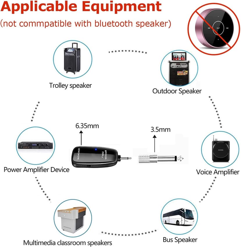 XIAOKOA UHF Wireless Instruments Microphone,Saxophone Microphone,Wireless Receiver and Transmitter,164ft Range,Plug and Play,Great for Trumpets, Clarinet, Cello