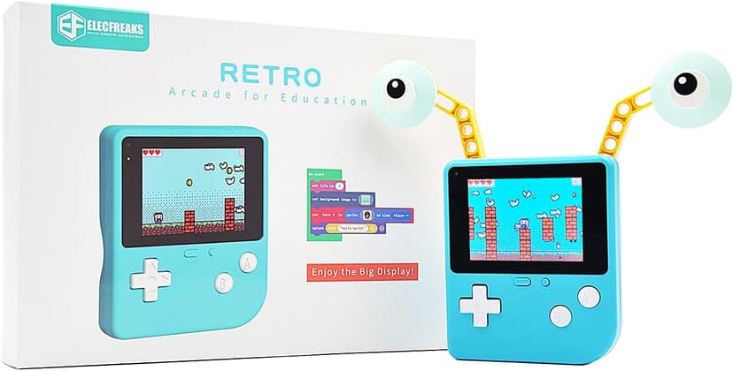 ELECFREAKS Retro Coding Arcade for Microsoft Makecode DIY Programmable Handheld Game Console Suitable for STEM Education, Kid Game Programming Learning Machine Supports Block Programming and Python