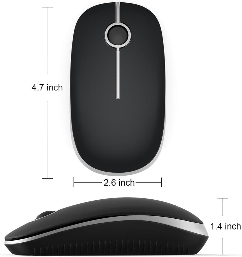Vssoplor Wireless Mouse, 2.4G Slim Portable Computer Mouse with Nano Receiver Quiet Silent Optical Laptop Mouse for Notebook, PC, Laptop, Computer-Black and Silver