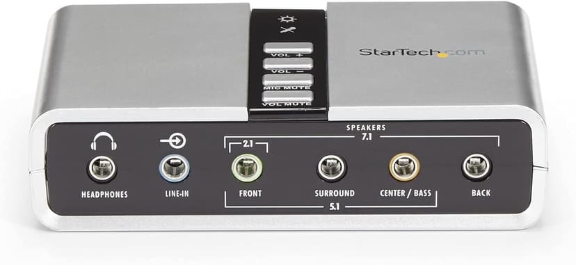 StarTech.com 7.1 USB Sound Card - External Sound Card for Laptop with SPDIF Digital Audio - Sound Card for PC - Silver (ICUSBAUDIO7D)