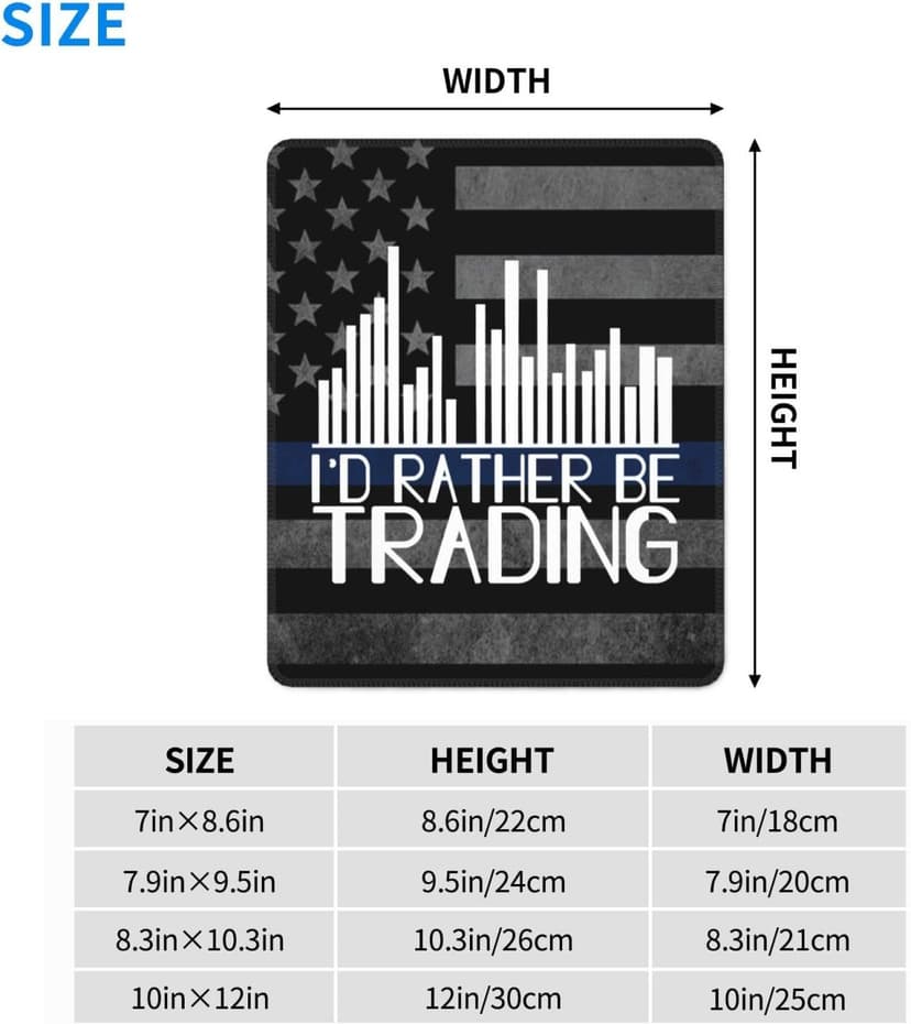 I'd Rather Be Trading Traders Forex Stocks Day Mouse Pad Durable Green and Environmentally Friendly Locked Edge for Men Women