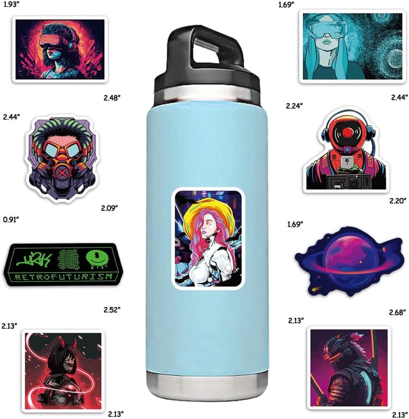Cyberpunk Stickers for Kindle Boys Cyberpunk Stickers for Water Bottles Scrapbook Laptop Book Waterproof(75 Pcs)