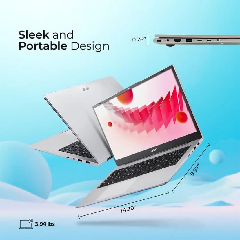 acer Aspire 3 Premium Laptop with Backlit Keyboard | AMD Ryzen 5 7530U CPU | 15.6 FHD IPS Display | 16GB RAM | 256GB PCIe SSD | Wi-Fi 6 | Type-C | Sleek & Portable | Windows 11 Pro