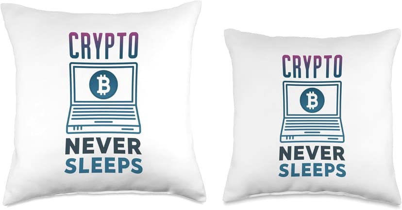 Crypto Never Sleeps - Crypto Trader Cryptocurrency Laptop Throw Pillow