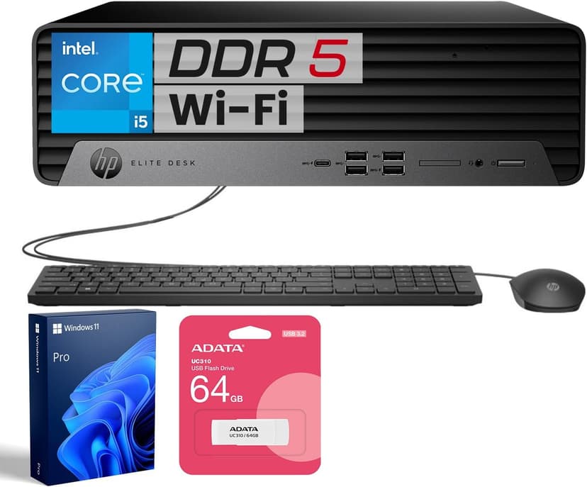 HP Elite 600 Small Form Factor Business Desktop, 13th Gen Intel 14-Core i5-13500, 32GB DDR5 RAM, 1TB SSD, Type-C, HDMI, DP, Wi-Fi, Wired KB & Mouse, Win11 Pro, Bundle with ADATA 64GB USB Flash Drive