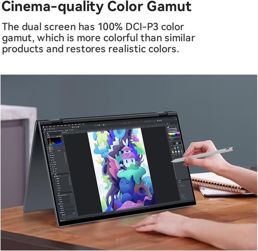 Dual View Portable Monitor Double Touch Screen 16"*2 FHD 60Hz 100% DCI-P3 400 Nit Stylus Support CNC Metal Shell for Laptop Tablet Phone for Windows MacOS X2