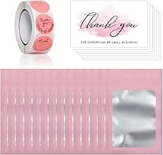 650 PCS Thank Cards & Stickers Set for Supporting My Small Business with Resealable Packaging Bag, Supplies for Shop, Online Retailers, Local Stores and Business Owners