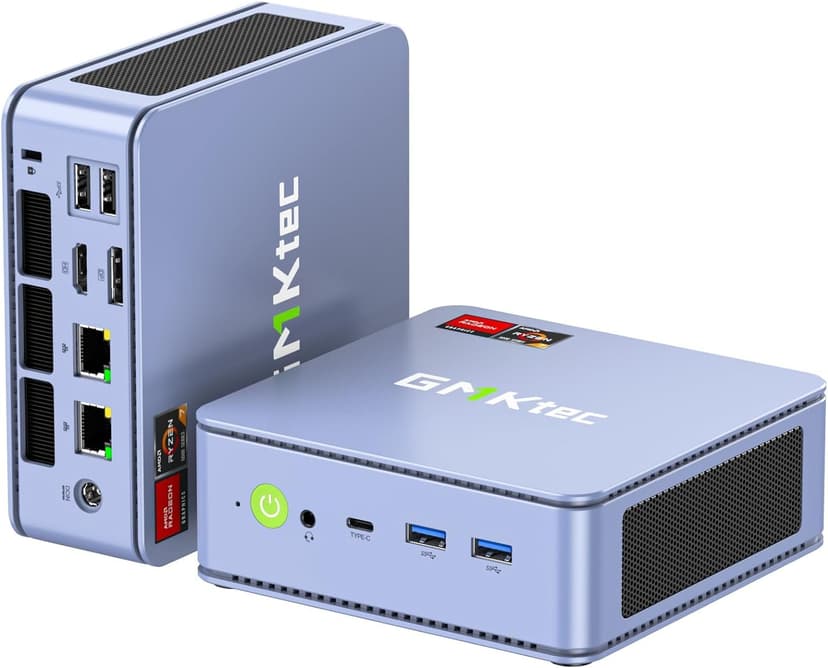 GMKtec M5 Plus Gaming Mini PC Ryzen 7 5825U (Upgraded 7430U/ 5700U), 32GB RAM 1TB SSD Dual NIC LAN 2.5GbE Desktop Computers, Triple 4K Display - Lunar Blue