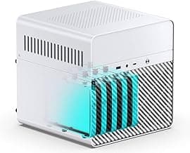 JONSBO N2 White NAS ITX Case 5+1 Disk Bays Mini Aluminum Case, Built-in 12cm Fan, SFX Power Bite (L150mm Max.), Support 65mm CPU Cooler, Integrated Upper Cover Removable，White