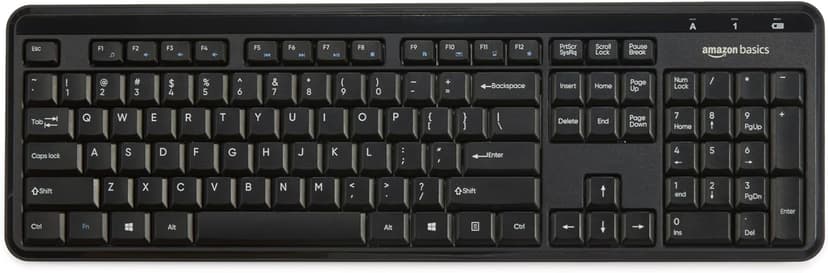 Amazon Basics 2.4GHz Wireless Keyboard and Mouse Combo, Quiet and Compact US Layout, Unifying USB Receiver, Black