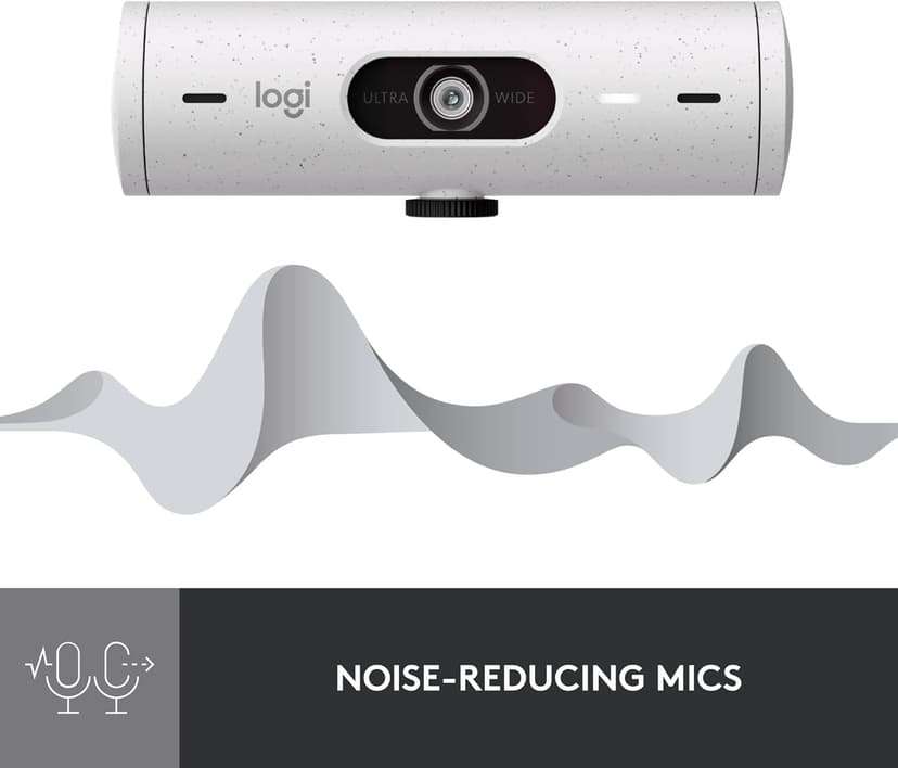 Logitech Brio 500 Full HD Webcam with Auto Light Correction,Show Mode, Dual Noise Reduction Mics, Webcam Privacy Cover, Works with Microsoft Teams, Google Meet, Zoom, USB-C Cable - Off White