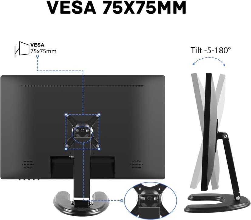 Prechen 24 Inch Touchscreen Monitor, IPS FHD 1080P Touch PC Display with HDMI & VGA & USB, 75Hz, VESA, Built-in Speakers, Computer Touch Screen for Gaming & Business