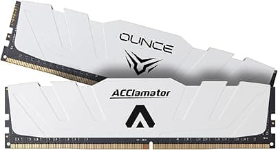 DDR4 RAM 32GB (2x16GB) 3200MHz PC4-25600 XMP CL18 1.35V 288-pin Desktop PC Memory Module with Heatsink White Acclamator Ounce Series