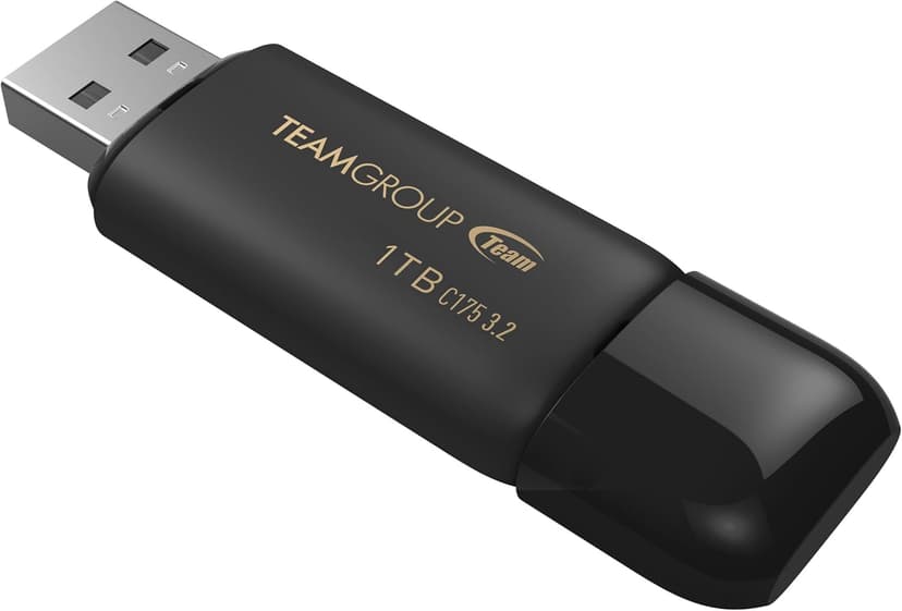 TEAMGROUP C175 1TB USB 3.2 Gen 1 (USB 3.1/3.0) Read 100MB/s Flash Thumb Drive, External Data Storage Memory Stick Compatible with Computer/Laptop Matte Black TC17531TBB01