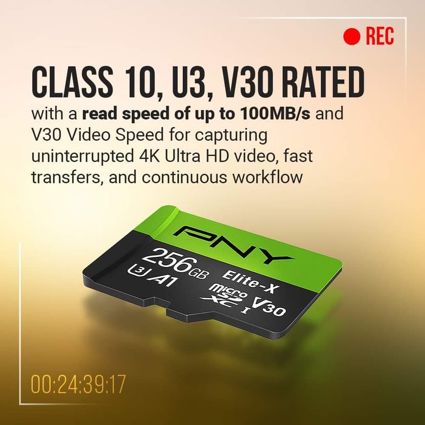 PNY 64GB Elite-X Class 10 U3 V30 microSDXC Flash Memory Card, 3 Count (Pack of 1) - 100MB/s, Class 10, U3, V30, A1, 4K UHD, Full HD, UHS-I, Micro SD