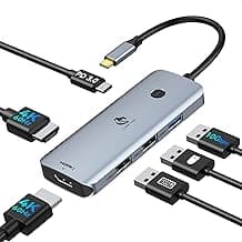 USB C Docking Station Dual Monitor, LIONWEI Laptop USBC Dock Multiport Adapter with 2 4K HDMI, 3 USB-A/3.0/2.0, 100W Power Delivery, 6-in-1 for MacBook/Surface/Lenovo/Dell/HP