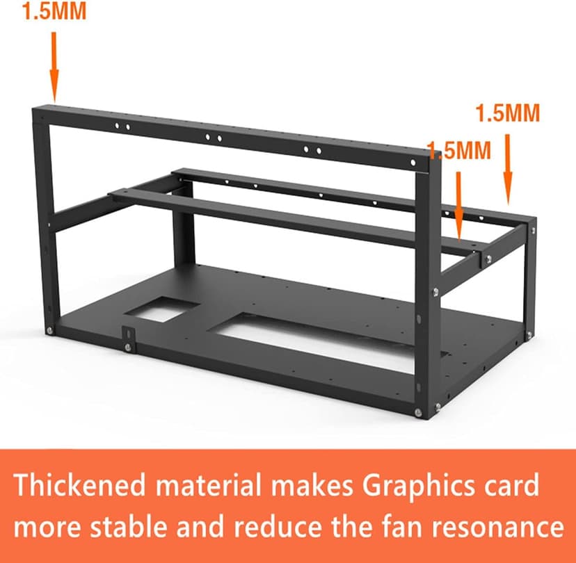 8GPU Mining Rig Frame, Steel Open Air Miner Mining Computer Frame Rig Case for Crypto Coin Currency Bitcoin ETH ETC ZEC Mining Accessories Tools - Frame Only, Fans & GPU is not Included