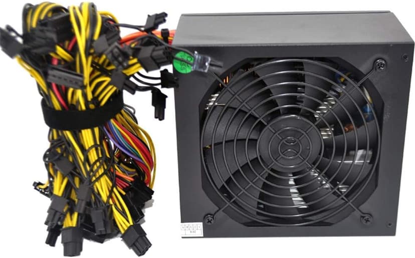 20+4 Pin Silent Noise Reduction Miner/PC GPU ATX 1600W Power Supply 87 Plus Gold Designed for US Voltage 110V 1600w Mining ETH PSU Max Support 8 Graphics with 1.5m US Plug Adapter Cable