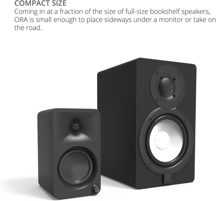 Kanto ORAMB 100W Powered Reference Desktop Computer Speakers with Bluetooth 5.0 and USB-C Input | Bi-Amplified | 100 Hz Automatic Crossover | Reference Quality Sound | Pair | Black