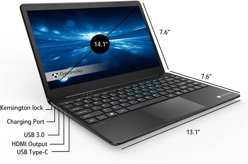 Gateway Ultra Slim Notebook, 14.1'' FHD IPS Display, Intel 4-Core i5-1135G7 Up to 4.2Ghz, 16GB RAM, 512GB SSD, Fingerprint Scanner, Webcam, Tuned by THX Audio, HDMI, Type-C, Win 11 Pro, Black (GWTN)