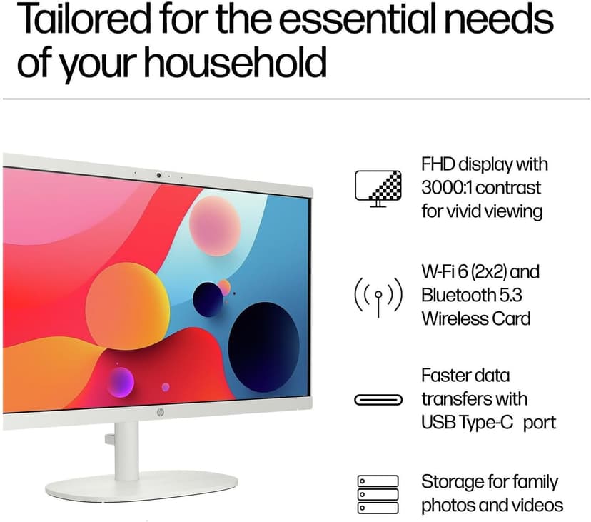 HP 22" All-in-One Desktop Computer for Home and School, Intel Quad-Core Processor (Beat i3-1110G4), FHD Display, 32GB DDR5 RAM, 640GB Storage, WiFi 6, Bluetooth, Business AIO, Windows 11 Pro(Renewed)