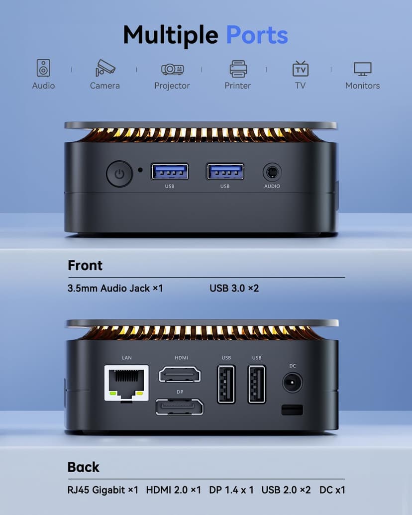 KAMRUI Mini PC, 16GB DDR4 RAM 512GB M.2 SSD, Mini Computer Intel Twin Lake N150 (Upgraded N100, 4 Cores, up to 3.6GHz), Desktop Computer Dual 4K, Ethernet, WiFi, Bluetooth for Business, Office, Home