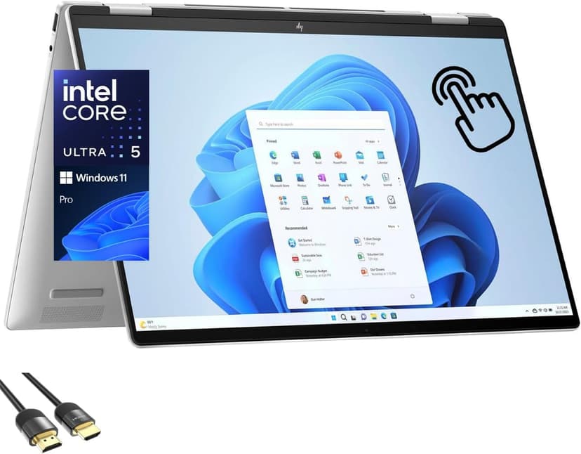 HP Envy 2-in-1 Laptop, 16" WUXGA IPS Wide Ultra Touchscreen Display, Intel Core Ultra 5 125U (Up to 4.3GHz), 16GB DDR5, 512GB PCIe SSD, TB 4, WiFi 6E, Bluetooth, Webcam, PDG HDMI Cable, Win 11 Pro