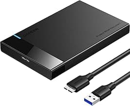 UGREEN 2.5" Hard Drive Enclosure USB 3.0 to SATA III Adapter Supports 2.5 Inch SSD & HDD 9.5mm 7mm External Hard Drive Enclosure with UASP Compatible with WD Seagate Toshiba Samsung Hitachi - Black
