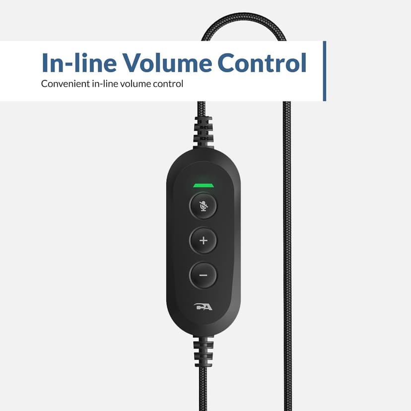 Cyber Acoustics Stereo USB Headset (AC-5008A), in-line Controls for Volume & Mic Mute, Adjustable Mic Boom for PC & Mac, Perfect for Classroom or Home