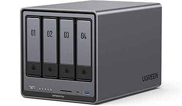 UGREEN NASync DXP4800 Plus 4-Bay Desktop NAS, Intel Pentium Gold 8505 5-Core CPU, 8GB DDR5 RAM, 128G SSD, 1 * 10GbE, 1 * 2.5GbE, 2 * M.2 NVMe Slots, 4K HDMI, Network Attached Storage (Diskless)