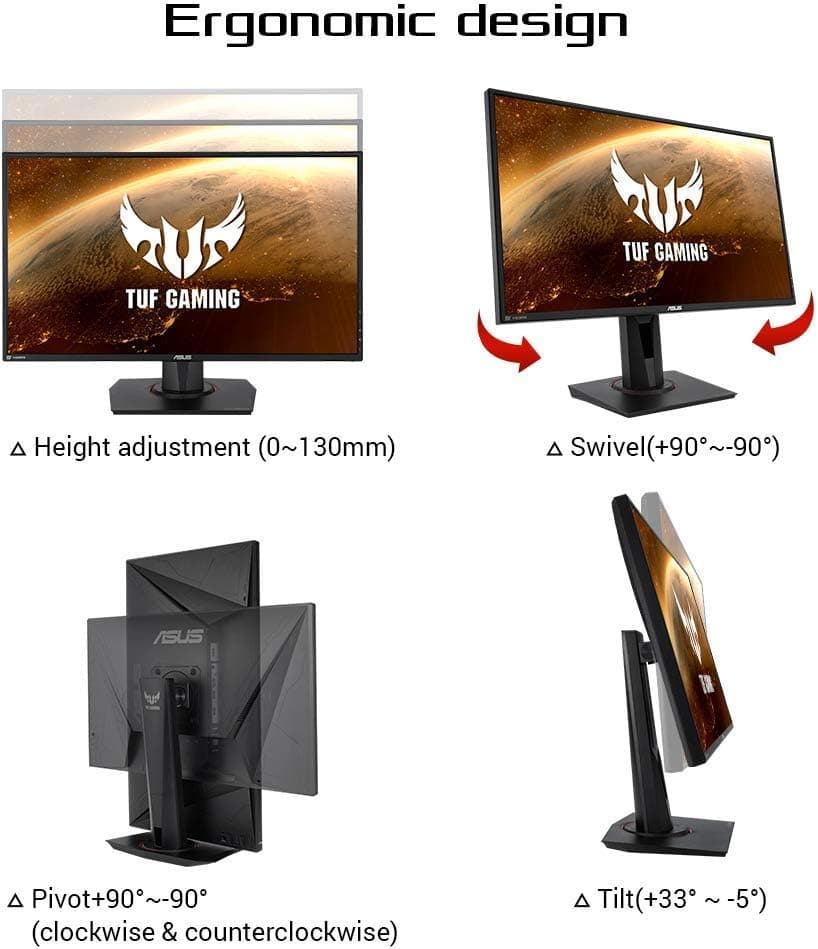 ASUS TUF Gaming VG279QM 27” HDR Monitor, 1080P Full HD (1920 x 1080), Fast IPS, 280Hz, G-SYNC Compatible, Extreme Low Motion Blur Sync (ELMB SYNC), 1ms, DisplayHDR 400,, BLACK