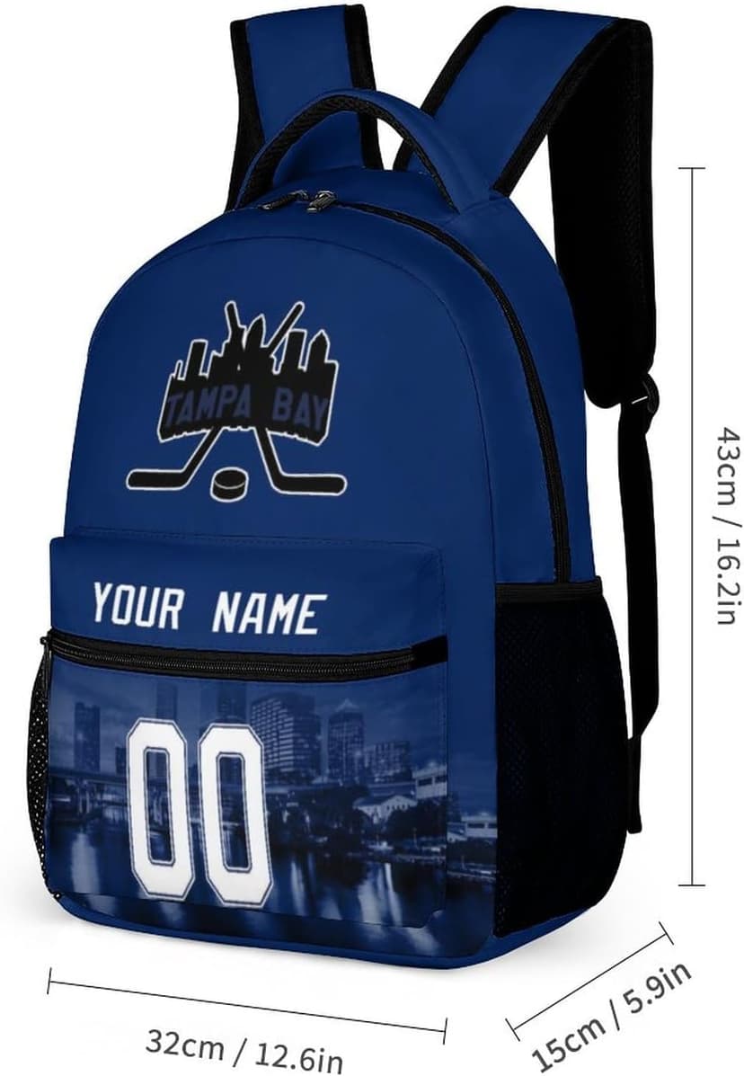 Custom Backpack For Kids Fashion Hockey City Skyline Design Personalized School Bag Best Hockey Fans Gift for Boy Girl