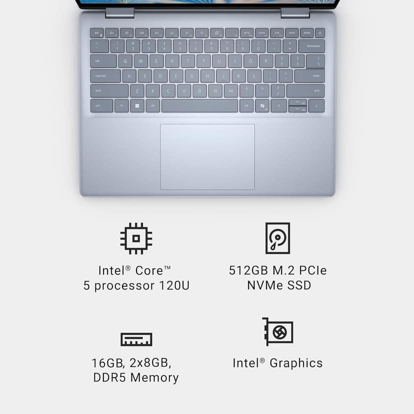 Dell Inspiron 14 7440 2-in-1 Laptop (14" FHD+ Touchscreen, Intel Core 5 120U (> i7-1355U), 16GB DDR5, 512GB SSD) for Creator, Designer, IST Hub & Pen, 10-Hr Long Battery Life, Win 11 Pro w/AI Copilot