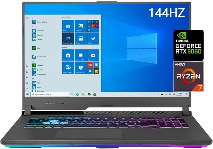 ASUS ROG Strix G17 Gaming Laptop, 17.3" 144 Hz FHD IPS, NVIDIA GeForce RTX 3060, AMD Ryzen 7 4800H, RGB Keyboard, VR-Ready, WiFi6, Bluetooth 5.1, USB-C, HDMI, Win 10, Gray (32GB RAM | 2TB PCIe SSD)