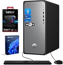 HP OmniDesk M02 Premium AI Copilot Tower Desktop, 20-Core Intel Core i7-14700, 64GB DDR5, 2TB SSD, Wired KB & Mouse, Wi-Fi 6, Bluetooth, Win11 Home, Black, Bundle with Lexar SL660 512GB Portable SSD