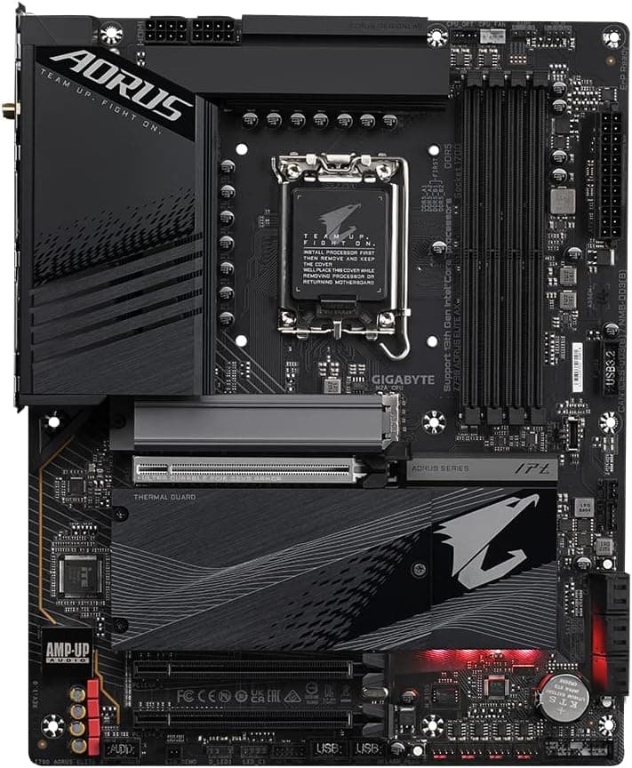 GIGABYTE Z790 AORUS Elite AX 1.0 Intel LGA 1700 ATX Motherboard, 4X DDR5~128GB, 3X PCI-E x16, 4X M.2, 6X SATA, 5X USB 3.2, 1x USB-C, 4X USB 2.0