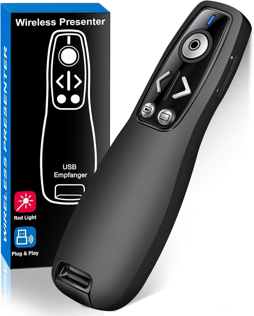 Presentation Clicker Wireless Presenter Remote for PowerPoint, Powerpoint Clicker with Volume Control PowerPoint Slide Advancer for Mac, Computer, Laptop-E600